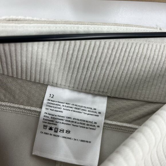Lululemon Pants Size 12 Bone High Rise Softstreme Ribbed Zip Leg Flare Crop - Picture 4 of 7